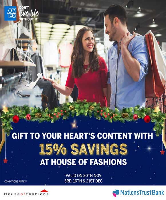Enjoy 15% savings at House of Fashions with Nations Trust Bank American Express