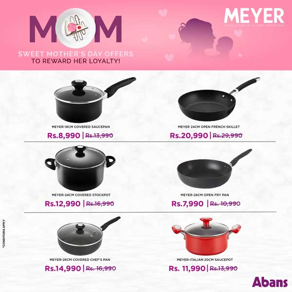Priced at Rs.6,990 and upwards, you can save up to 60% off on premium Tefal and Meyer cookware this time