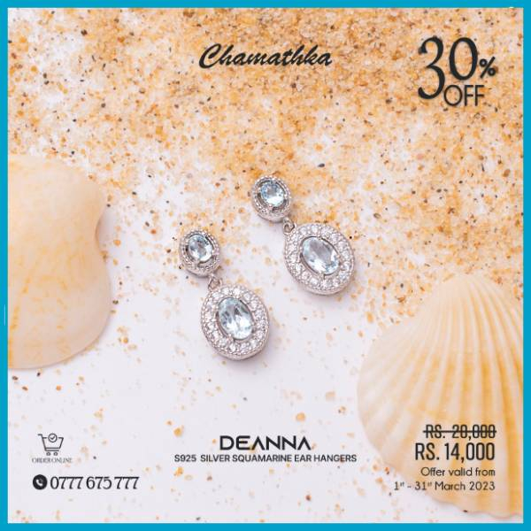 30% off on The Deanna Aquamarine Ear Hangers @Chamathka Jewellers