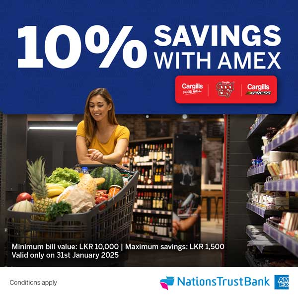 Enjoy 10% savings at Cargills Food City on the total bill value with Nations Trust Bank American Express