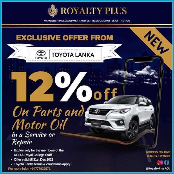Get 12% off for Parts and Oil @Toyota Lanka
