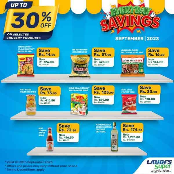 Savings of up to 30% on selected beverages, essential household products, and more @ LAUGFS Super