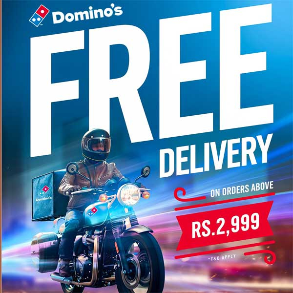 On top of the cheesiest pizzas, enjoy free delivery on orders above Rs.2,999