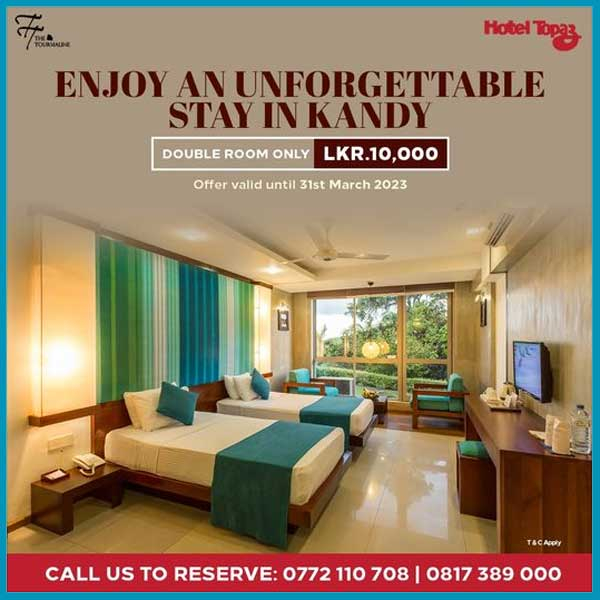 Enjoy the best rate for the double room in Kandy here @Topaz Hotel.