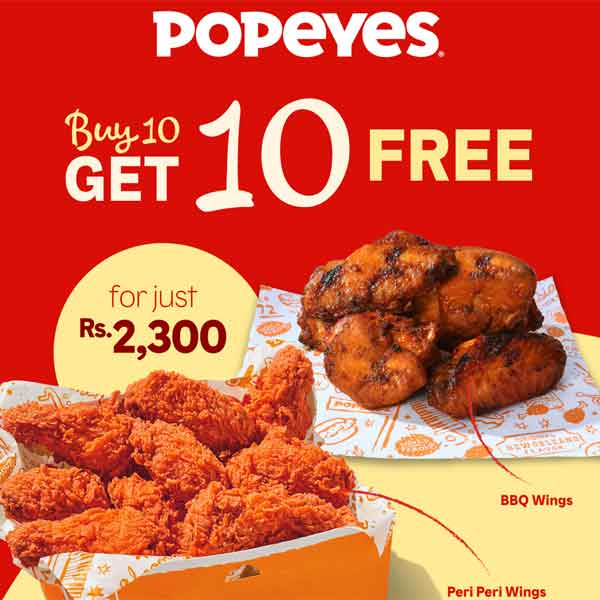 Buy 10pcs of Peri Peri Chicken wings and Get 10pcs of Juicy BBQ Chicken Wings absolutely FREE Just for Rs 2,300/-
