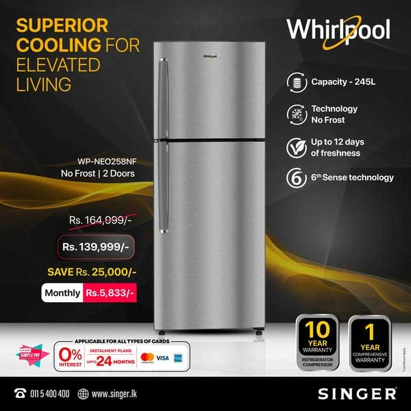 Enjoy a price drop on whirlpool refrigerators @ Singer Sri Lanka