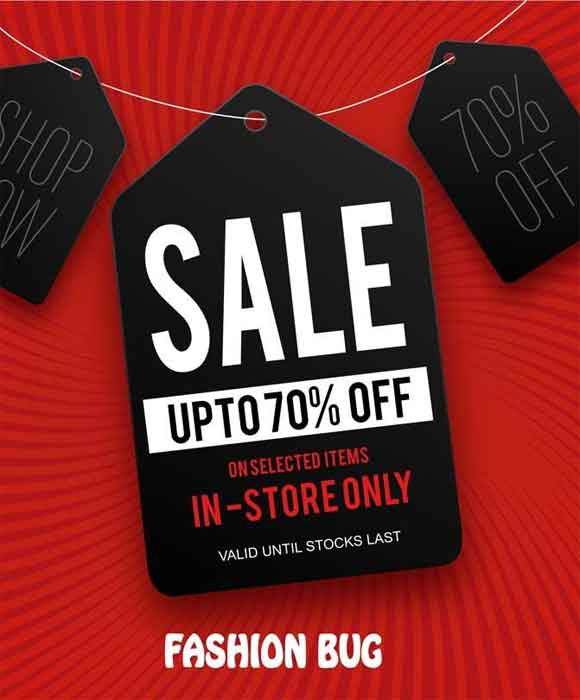 Dropping our incredible sale Up to 70%, from 9th onwards valid until stocks last