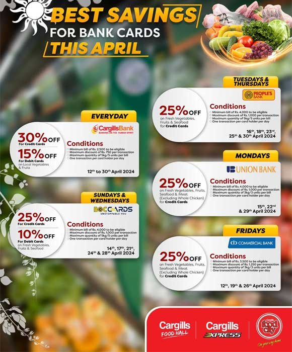 Enjoy the best savings for bank cards this April @  Cargills FoodCity