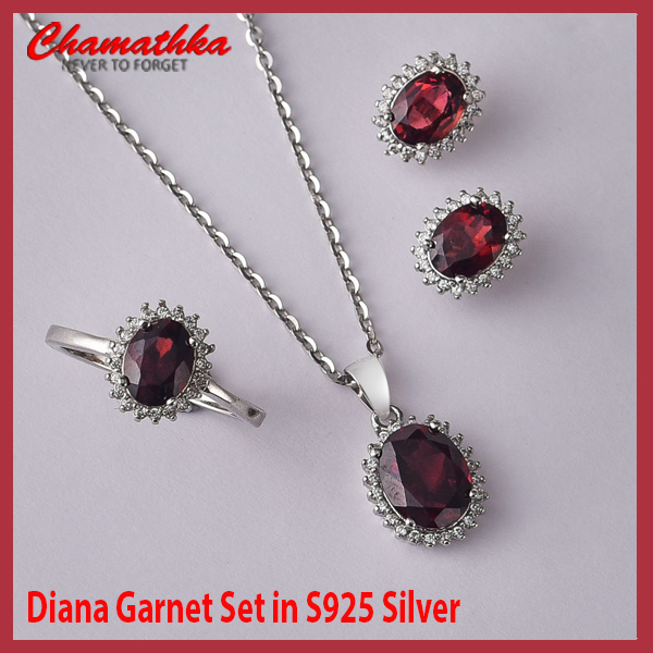 Special Price Reducing for Diana Garnet Set in S925 Silver @Chamathka