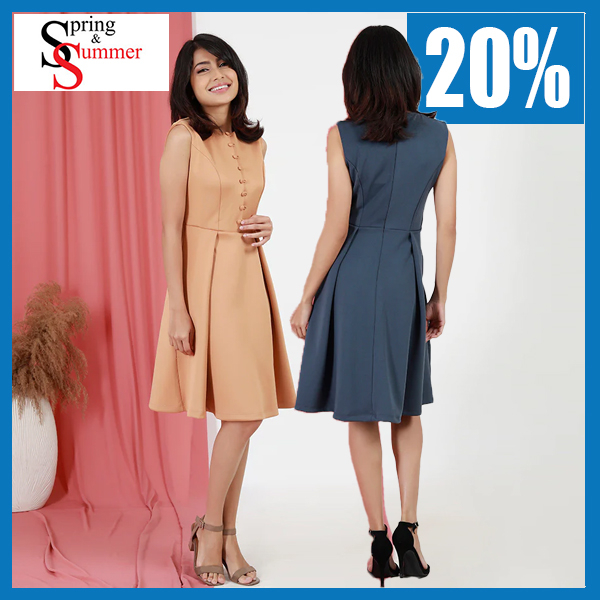 20% off for Sleeveless A-Line Dress with Pockets @Spring & Summer