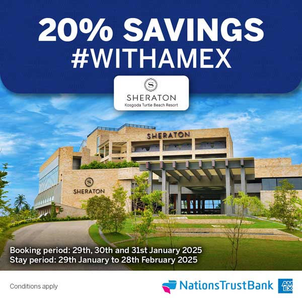 Enjoy 20% savings at Sheraton Kosgoda Turtle Beach Resort with Nations Trust Bank American Express