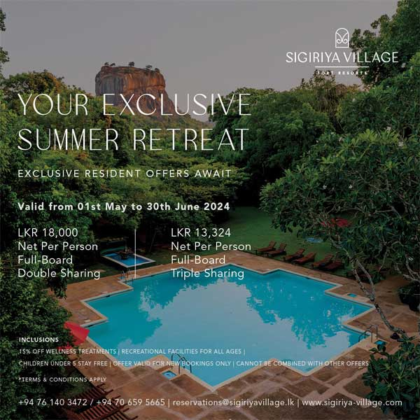 Exclusive resident offers await with sigiriya village hotel for stays in May & June ’24