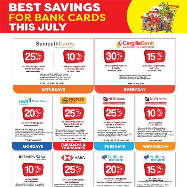 Enjoy the best savings on bank cards and save up this July @ Cargills Food City