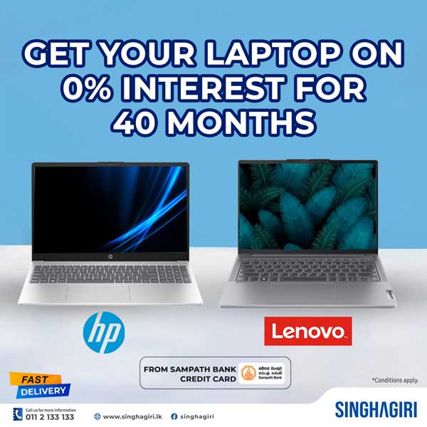Unlock the power of a new laptop with 0% interest for 40 months through Sampath Bank Credit Card