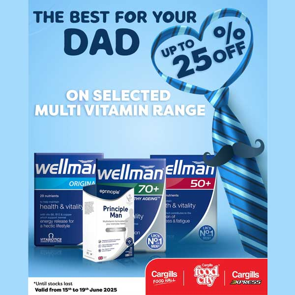 Enjoy up to 25% off on selected multi vitamin range @ Cargills Food City
