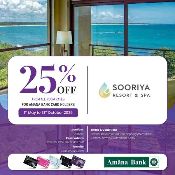 Enjoy Exclusive Offers at Sooriya Resort & Spa with your Amana Bank Card!