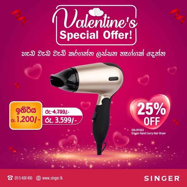 Special Valentine’s Offer with 27.5% discount for Singer Hair Straightener