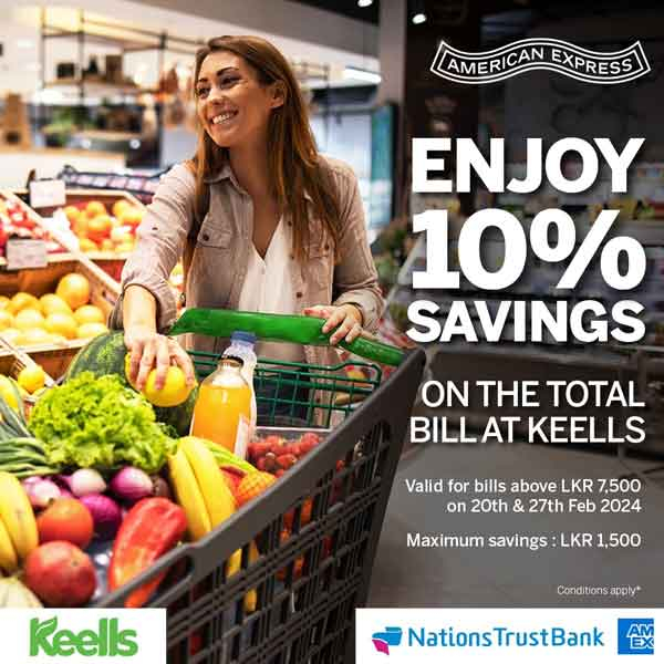 Enjoy 10% savings on the total bill at Keells with Nations Trust Bank American Express Cards