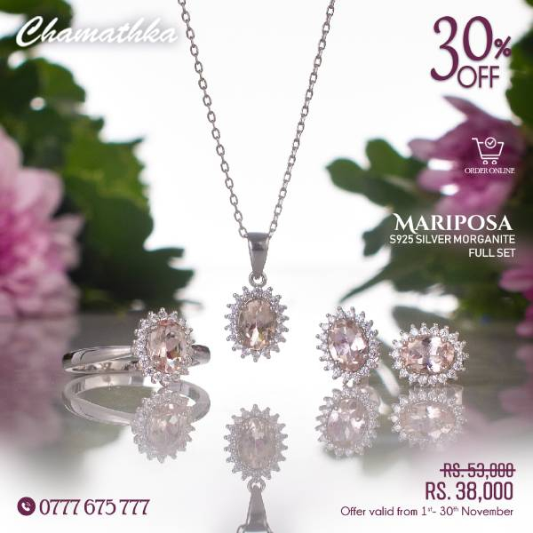 Get 30% off for Oval Shaped Morganite Gemstones Sterling Silver Set from Chamathka Jewellers