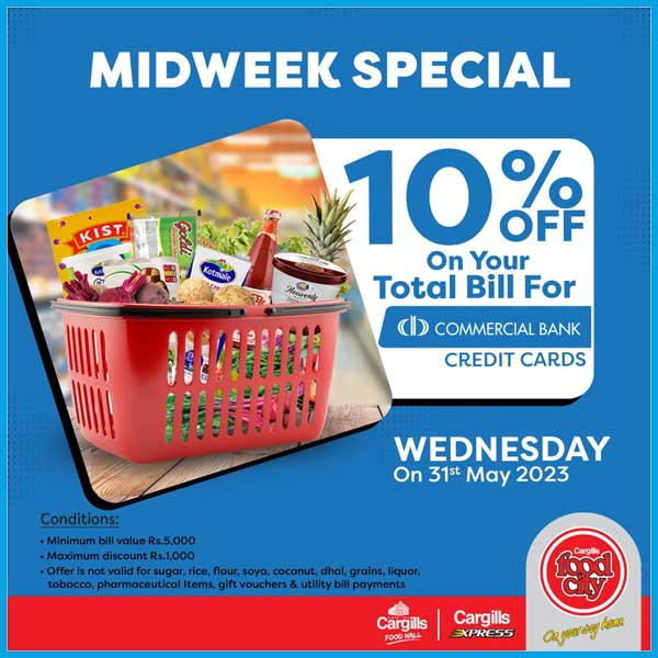 Enjoy 10% Off on your Total Bill with Commercial Bank Credit Cards at Cargills FoodCity Outlets