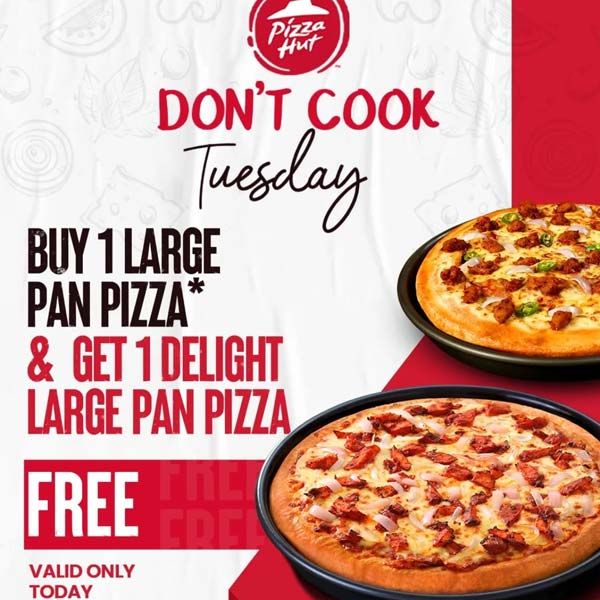 BUY 1 Large Pan Pizza and Get 1 Delight Large Pan Pizza FREE!