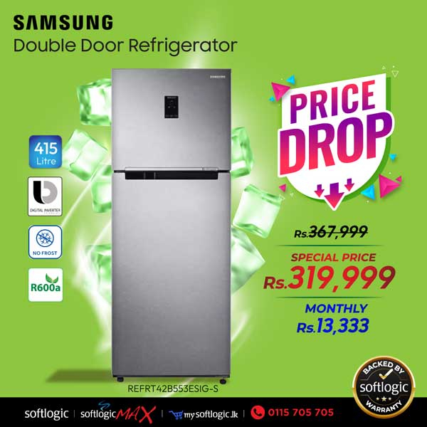 Upgrade to the Samsung Double Door Refrigerator for ultimate flexibility and freshness. Available at a special price of Rs.319,999