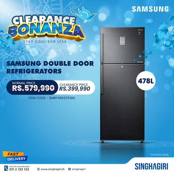 Enjoy a special price on Samsung double door refrigerators  @ Singhagiri
