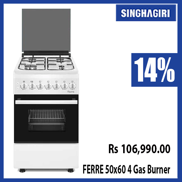 Save 14% for FERRE 50x60 4 Gas Burner free Standing Cooker 54L + Gas Oven @ Singhagiri