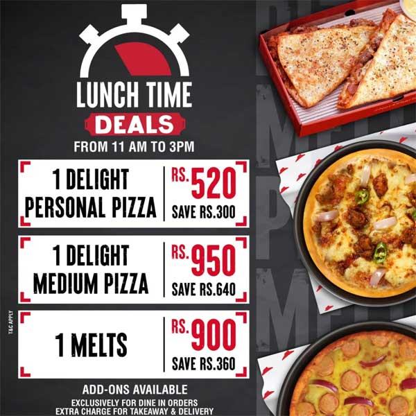 Lunch time deals at Pizza Hut are now extended
