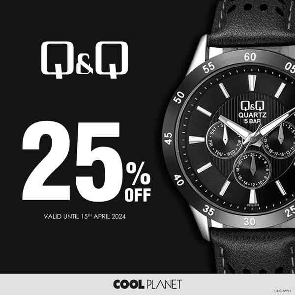 Enjoy 25% off on Q&Q watches until 15th April @ Cool Planet