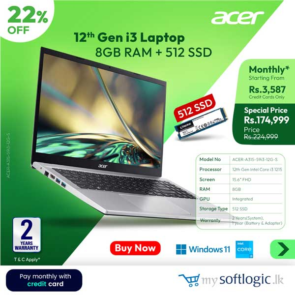 Get 22% Off for Acer Laptop @ Softlogic