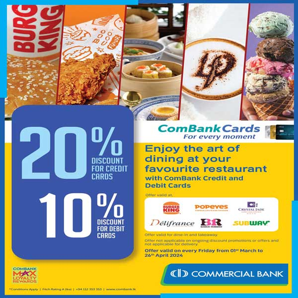 Enjoy Special Price on Dining  with ComBank Credit and Debit Cards