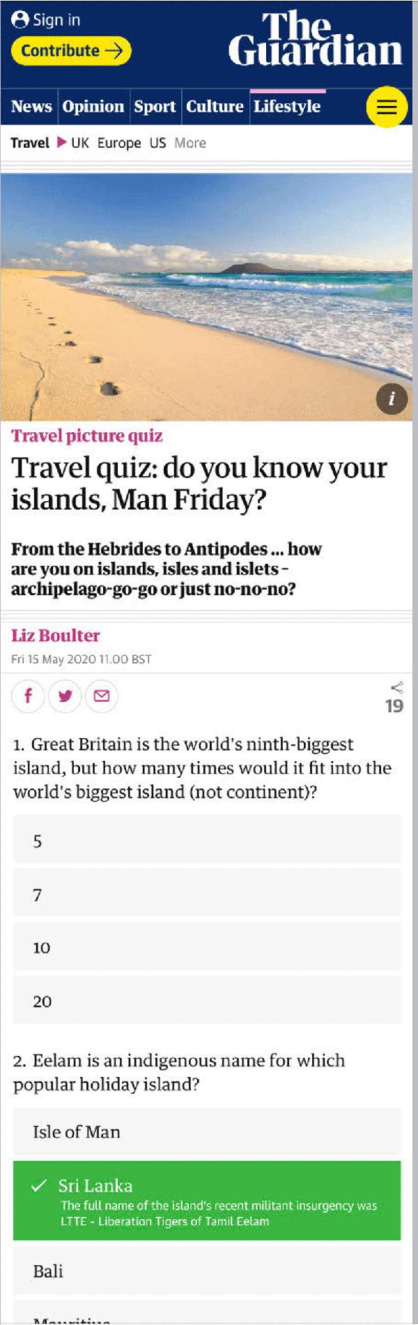 guardian travel quiz