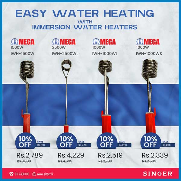 Get  a 10% off for Water Heaters @Singer Sri Lanka