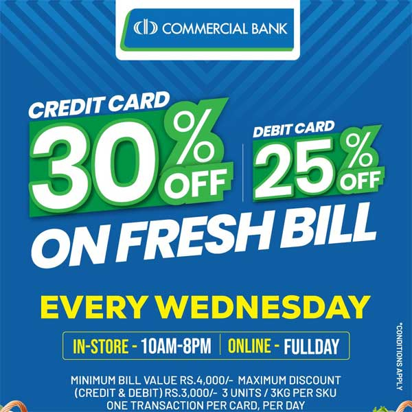Enjoy 30% discount with com bank credit cards @ Softlogic Glomark