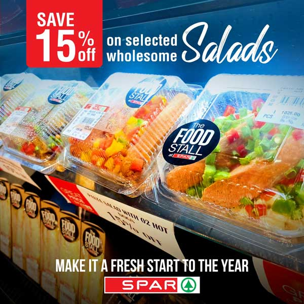 Get a 15 off on selected salads throughout the week at all SPAR