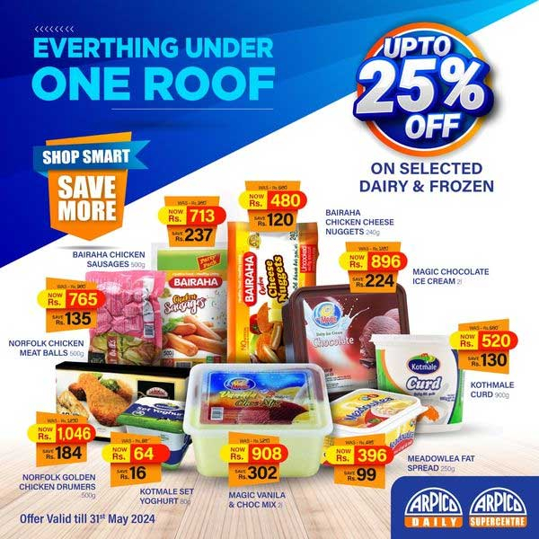 Enjoy unbeatable deals on all your daily essentials, snacks & sweets, Arpico family brands, Frozen goodies,Baby Care and Personal care products this month at Arpico