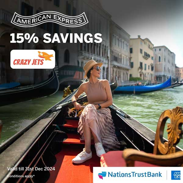 Enjoy 15% savings using your Nations Trust Bank American Express Card