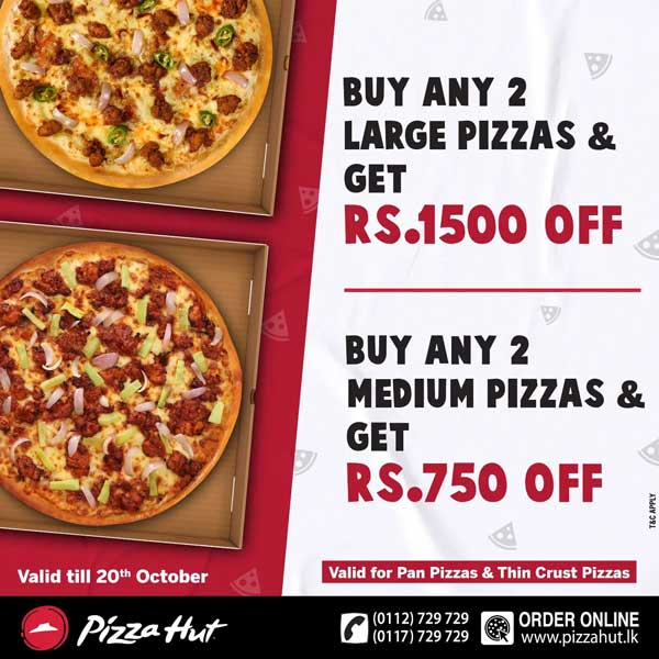 Buy any 2 Large Pizzas & Get Rs1500 OFF