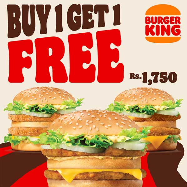 Buy a delicious Big King Chicken, Fish or Veg for just Rs. 1,750/- & get another absolutely FREE