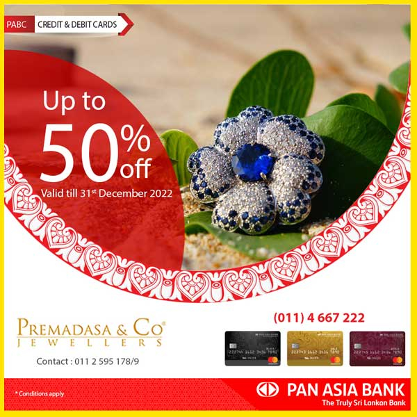 Up to 50% Off at Premadasa & Co. Jewellers for Pan Asia Bank Credit and Debit Cards.