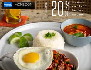 Enjoying a 20% discount on lunch and dinner @ Monsoon Colombo