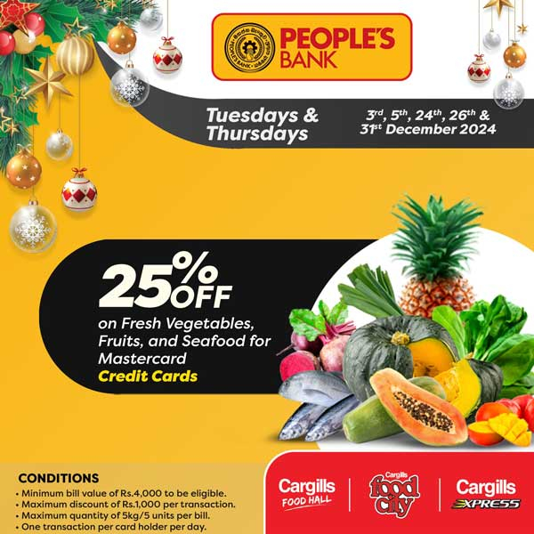 Get 25% OFF on Fresh Vegetables, Fruit & Seafood when you shop at your nearest Food City using your Peoples Bank Credit Cards