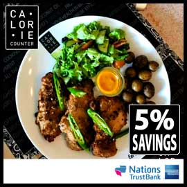 Enjoy 5% savings on all meals @Calarie Counter with your NTB American Express Credit Cards