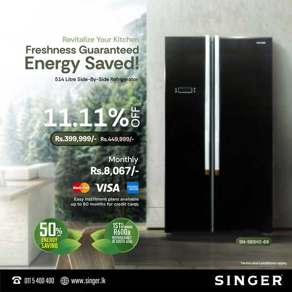 Enjoy a special price on Singer Side By Side Refrigerators  @ Singer