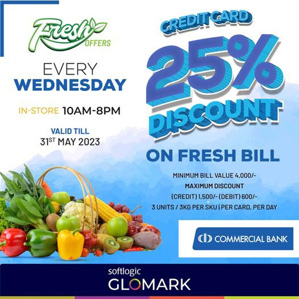 Save up to 25% off on Vegetables, Fruit, Meat and Fish exclusively for Commercial Bank Credit & Debit Cards
