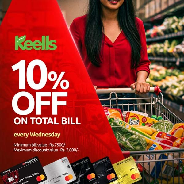 Get 10% OFF on your total bill every Wednesday at Keells with your Pan Asia Mastercard!
