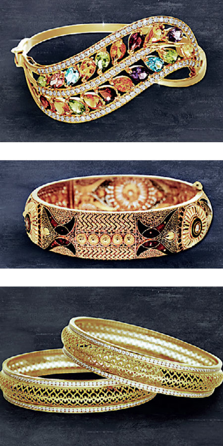 Gift A Golden Thread Work Bracelet From Devi Jewellers | Gold bracelet,  Thread work, Bracelets