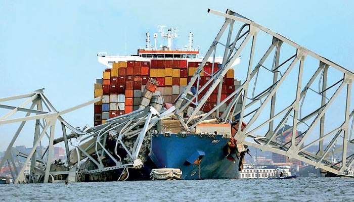 Cargo ship en-route to SL collides with bridge in Baltimore