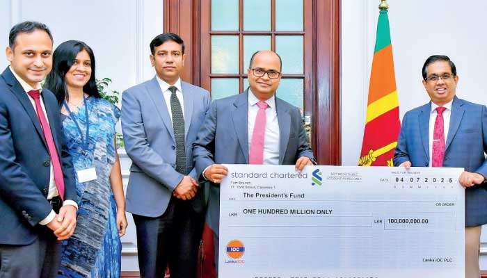 Lanka Indian Oil Company donates Rs. 100 m to President’s Fund